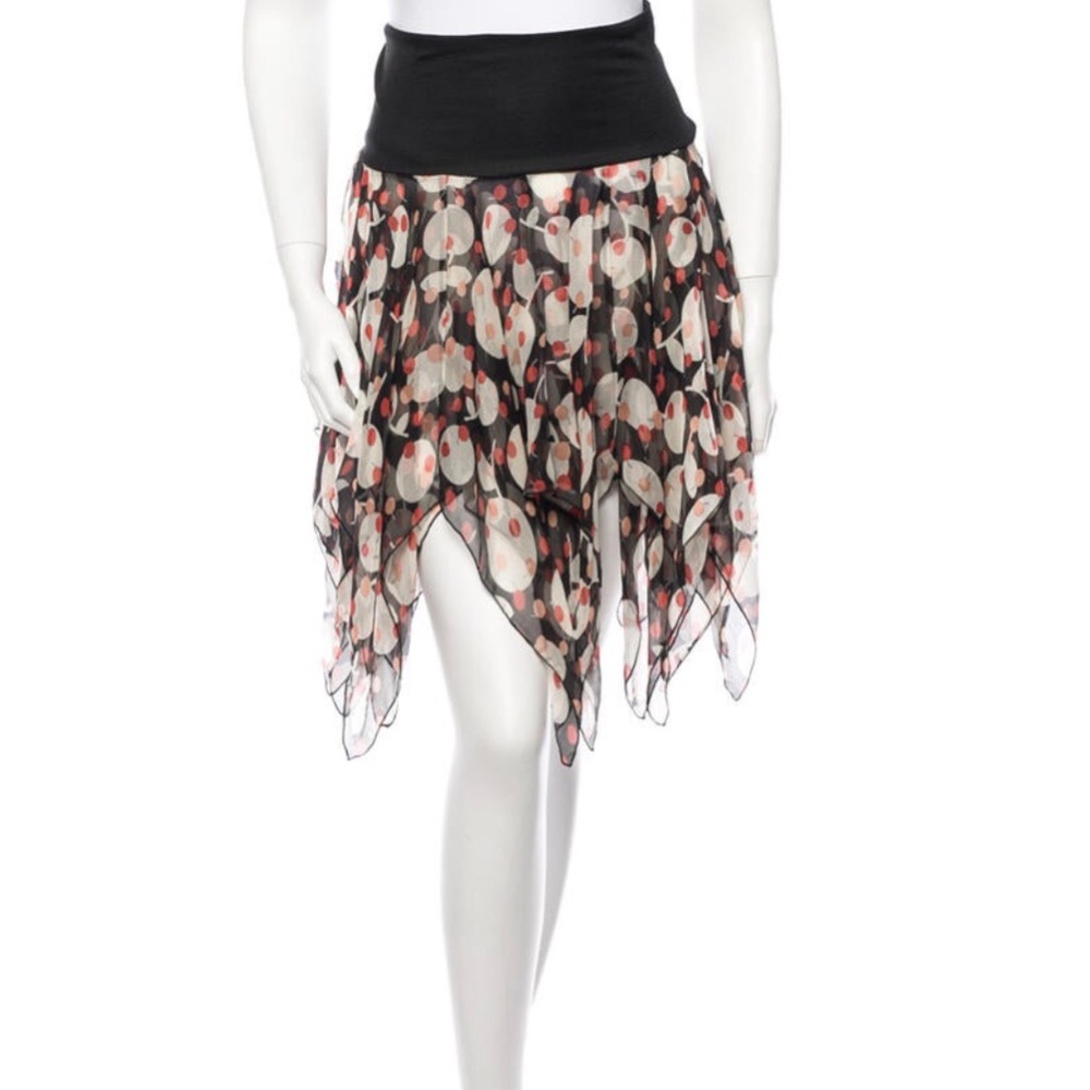 See By Chloe Black, Red, Cream, Pink Asymmetrical Handkerchief Mini Skirt